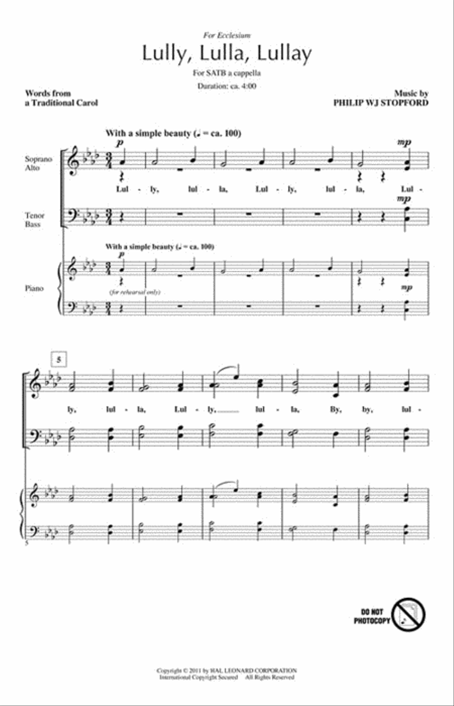 Lully, Lulla, Lullay 4-Part scores gallery preview page 2