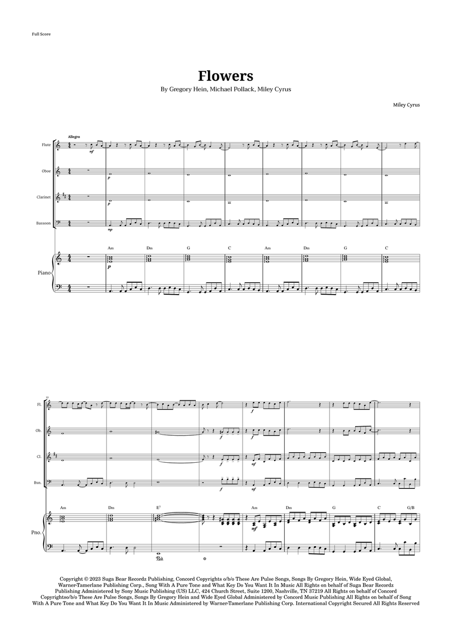 Flowers Woodwind Quartet scores gallery preview page 1