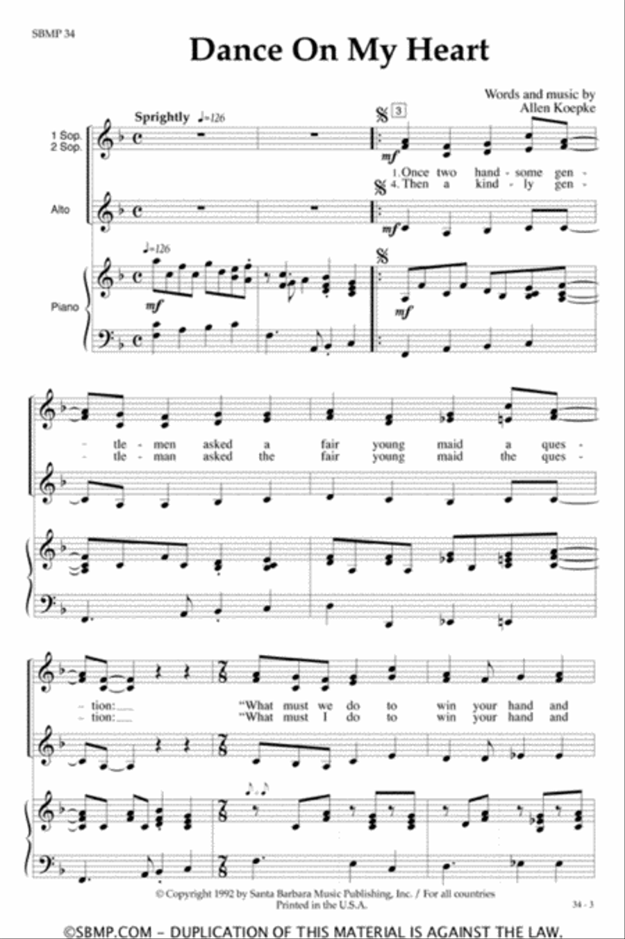 Dance on My Heart - SSA Octavo SSA scores gallery preview page 2