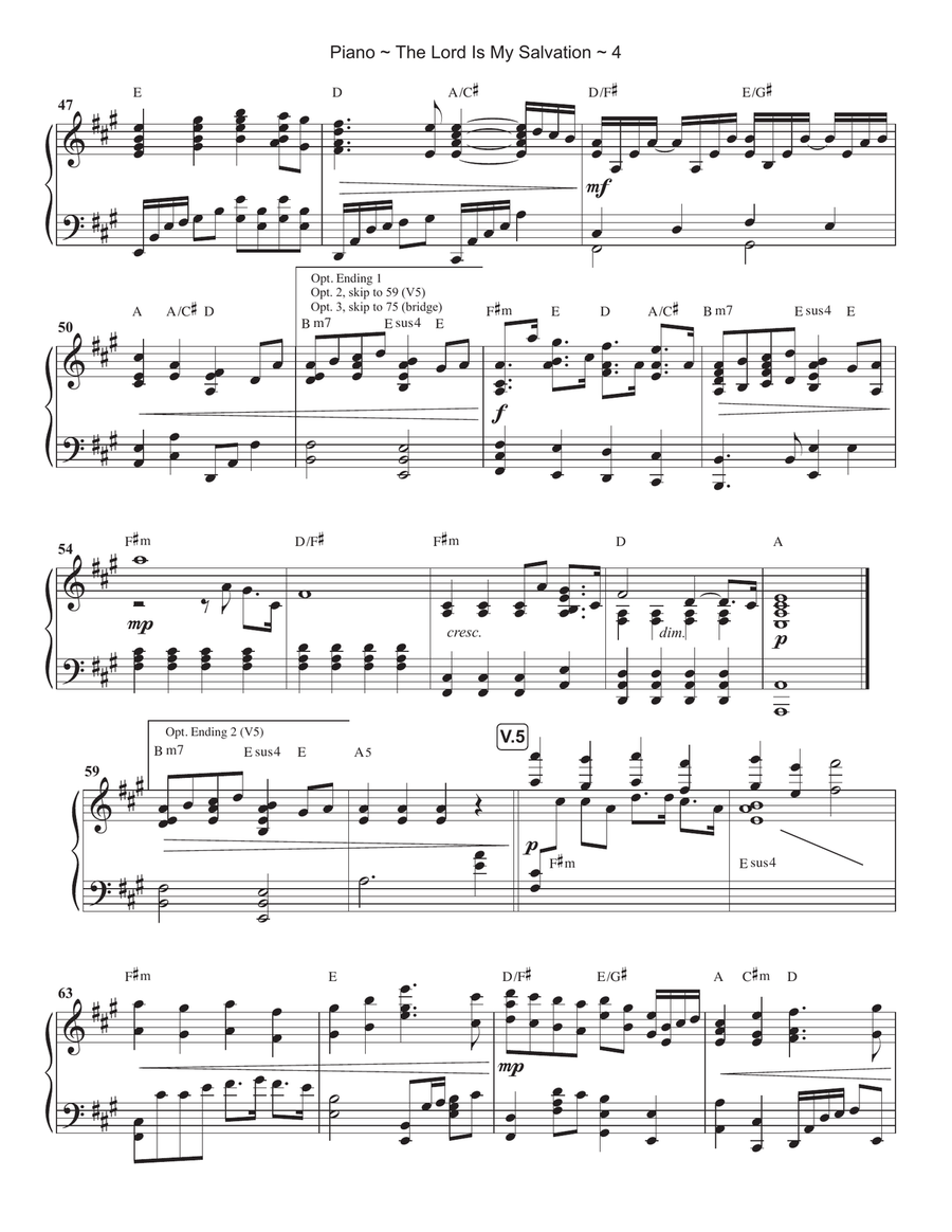 The Lord Is My Salvation Piano Solo scores gallery preview page 5