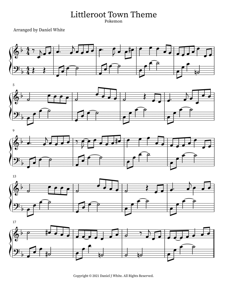 Littleroot Town Theme Piano Solo scores gallery preview page 1