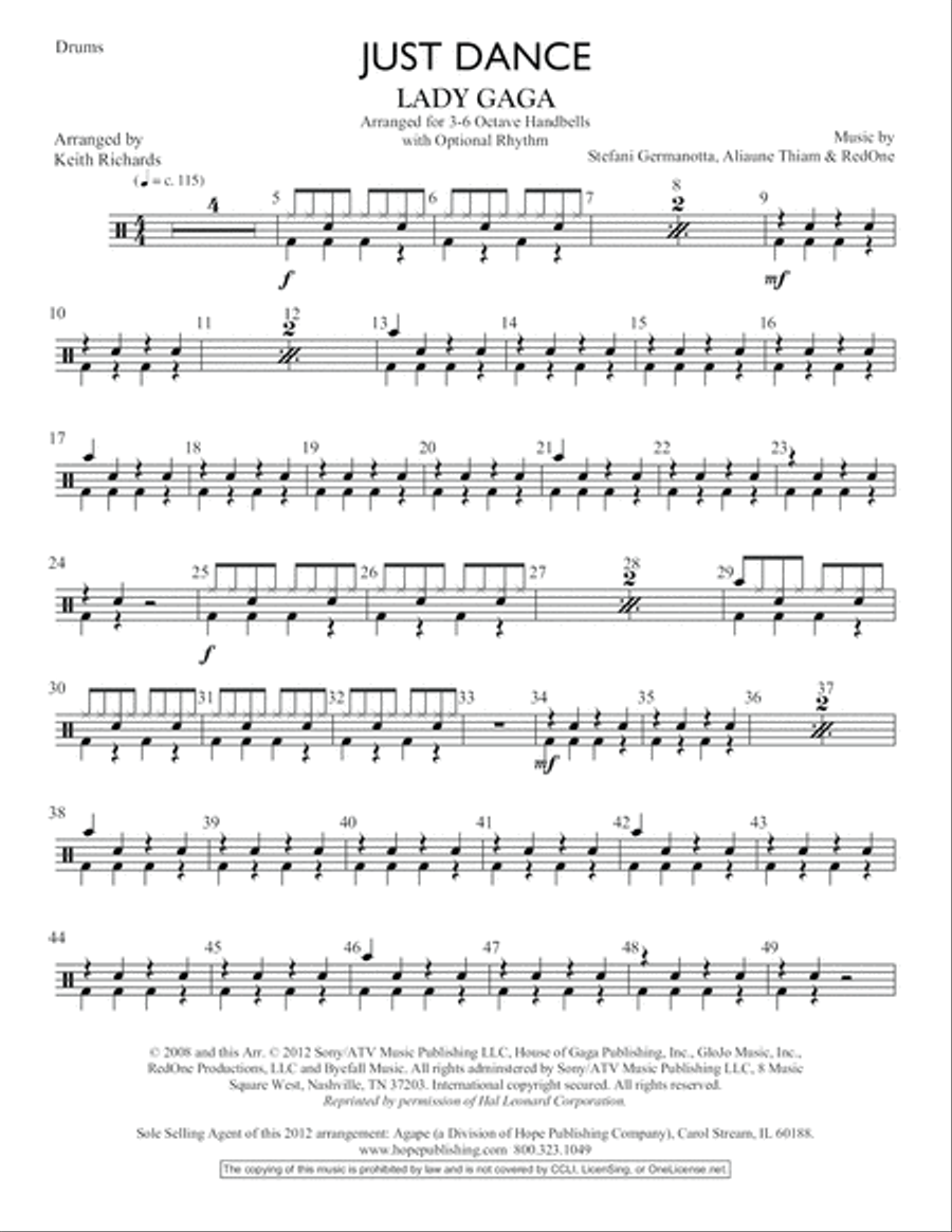 Just Dance Handbell Choir scores gallery preview page 4
