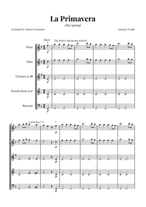Book cover for La Primavera (The Spring) by Vivaldi - Woodwind Quintet with Chord Notations