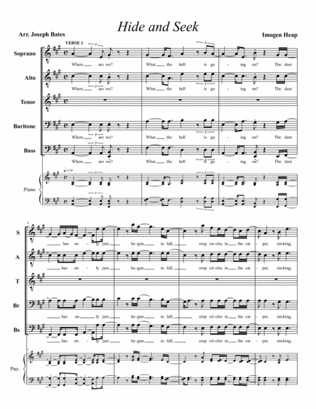 Hide And Seek by Imogen Heap - Choir - Digital Sheet Music