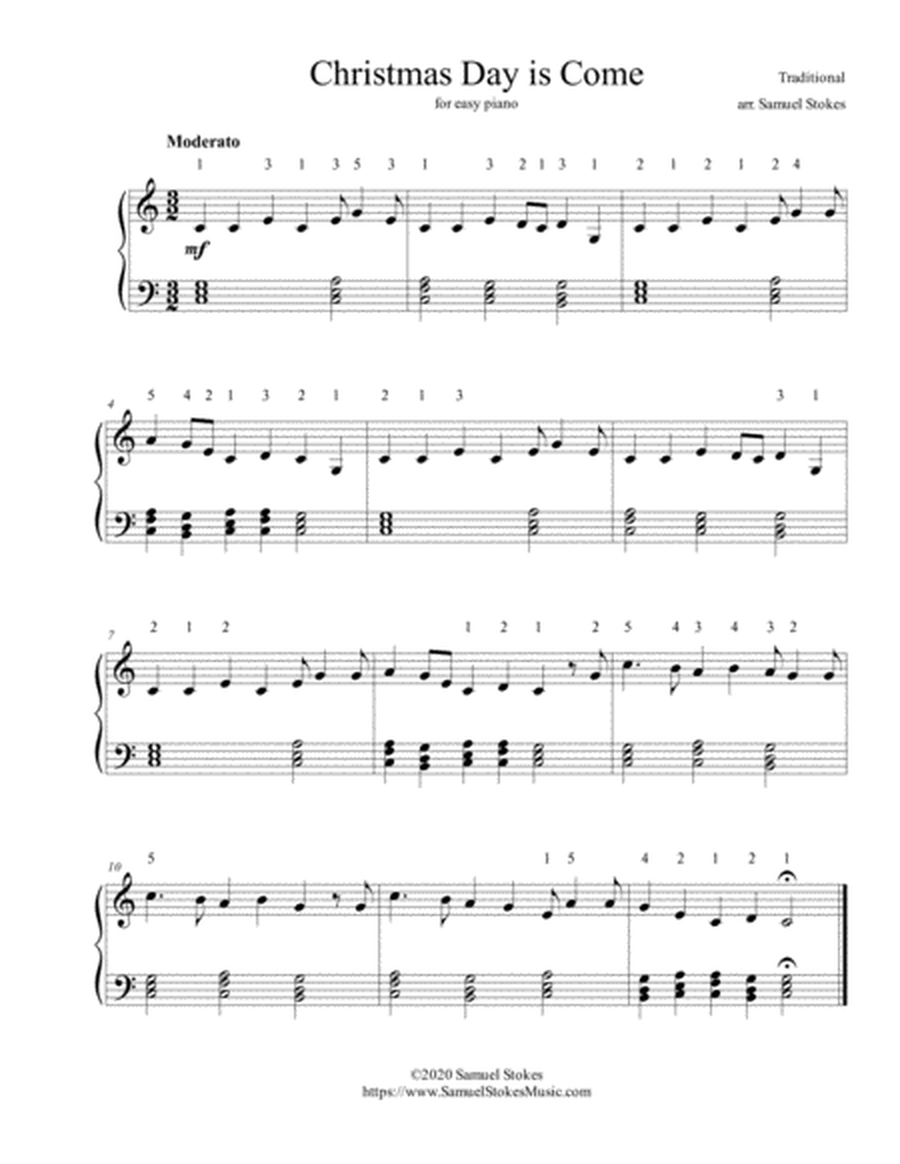 Christmas Day is Come (Irish Carol) - for easy piano image number null
