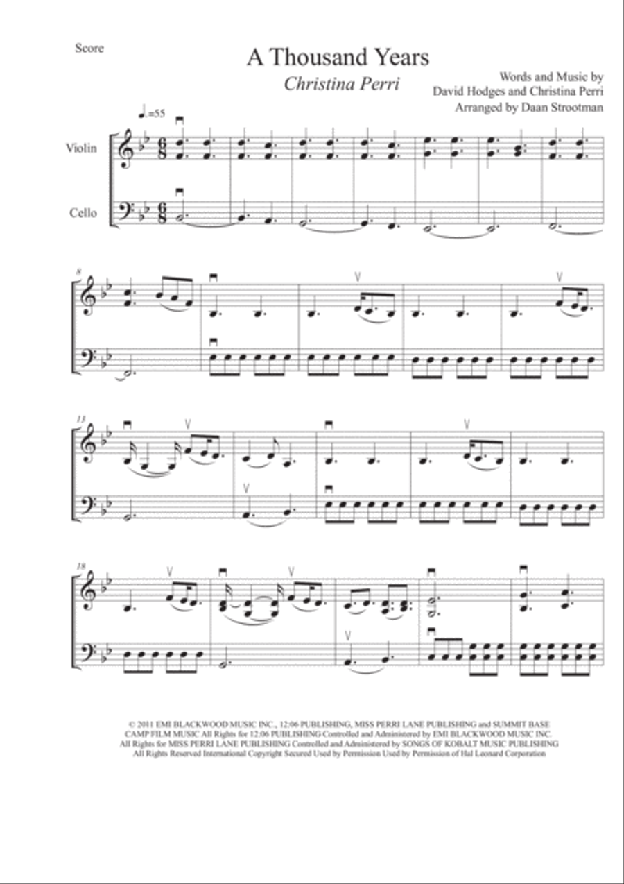 A Thousand Years String Duet scores gallery preview page 1