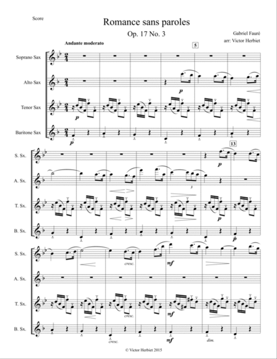 Romance sans paroles Romance sans paroles Woodwind Quartet scores gallery preview page 2