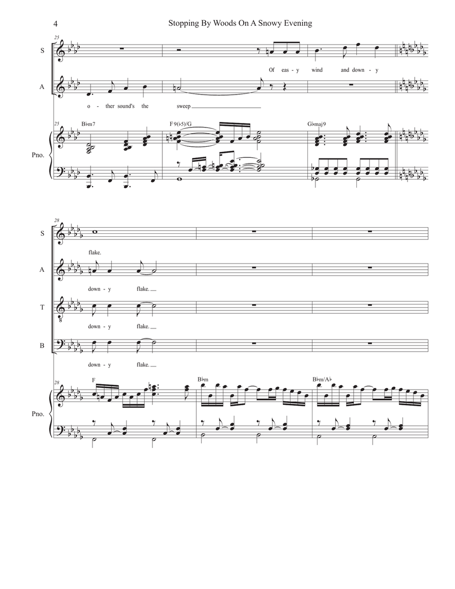Stopping By Woods On A Snowy Evening (SATB) 4-Part scores gallery preview page 4