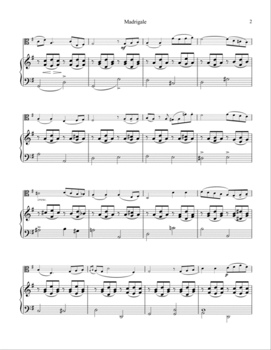 Madrigale for viola and piano Piano scores gallery preview page 2
