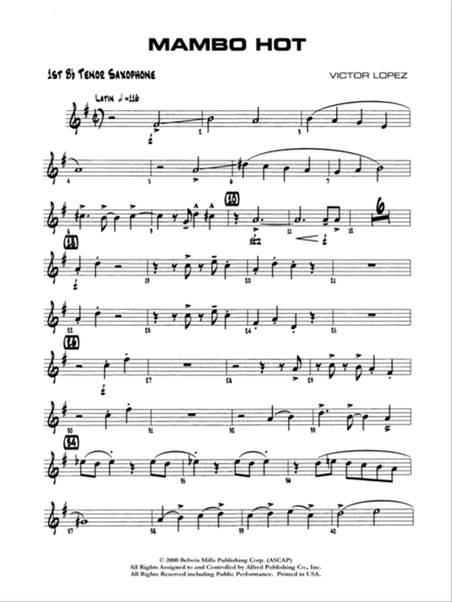 Mambo Hot: B-flat Tenor Saxophone Jazz Ensemble scores gallery preview page 1