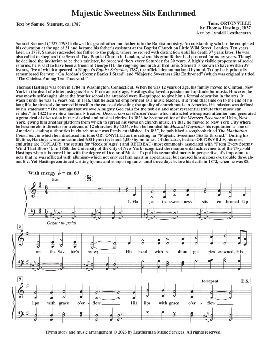 Majestic Sweetness Sits Enthroned Piano, Vocal, Guitar scores gallery preview page 1
