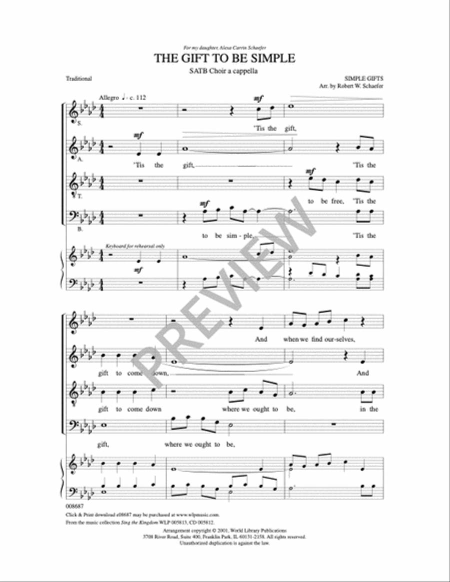 The Gift to Be Simple 4-Part scores gallery preview page 3