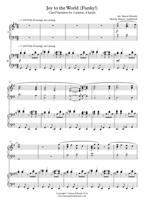 Joy to the World - funky!, fun carol variations for 2 pianos 4 hands