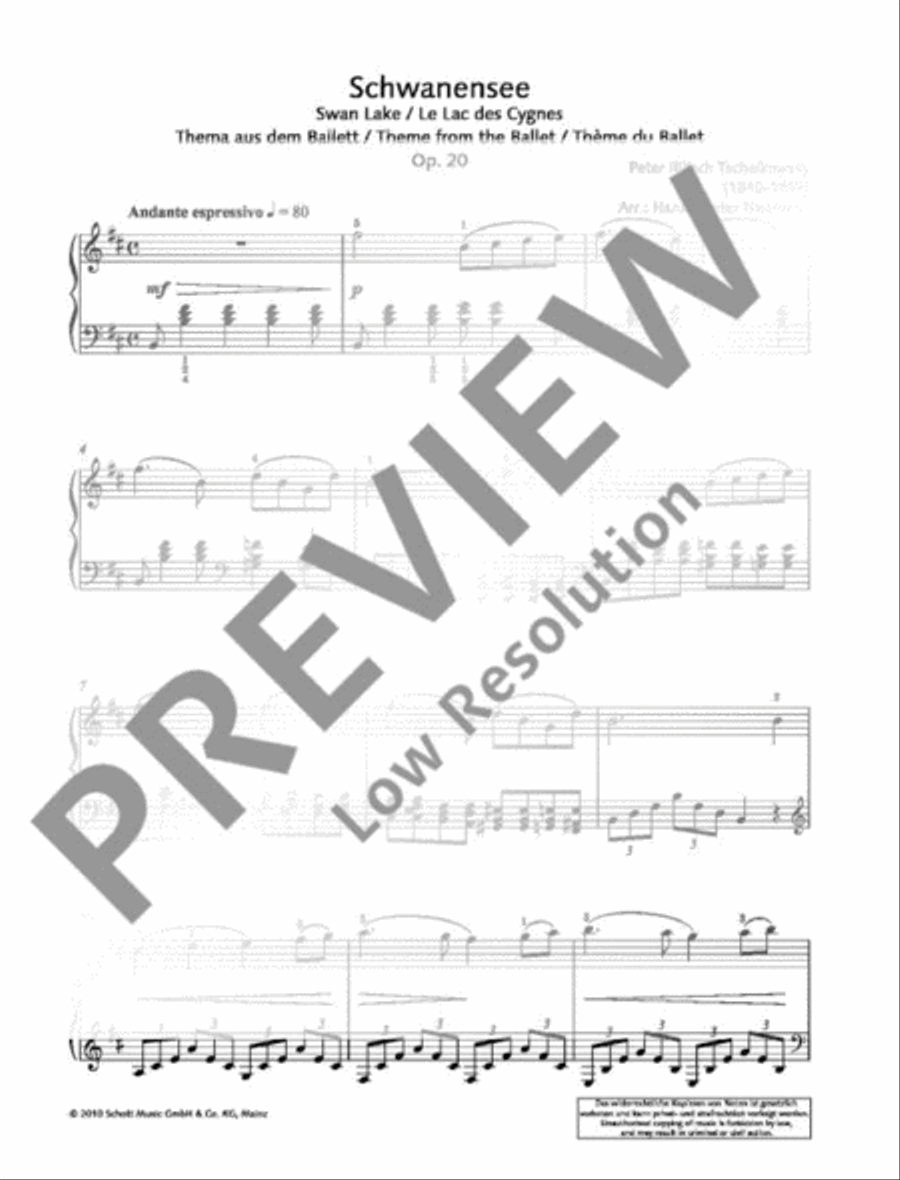 Swan Lake Piano Solo scores gallery preview page 2