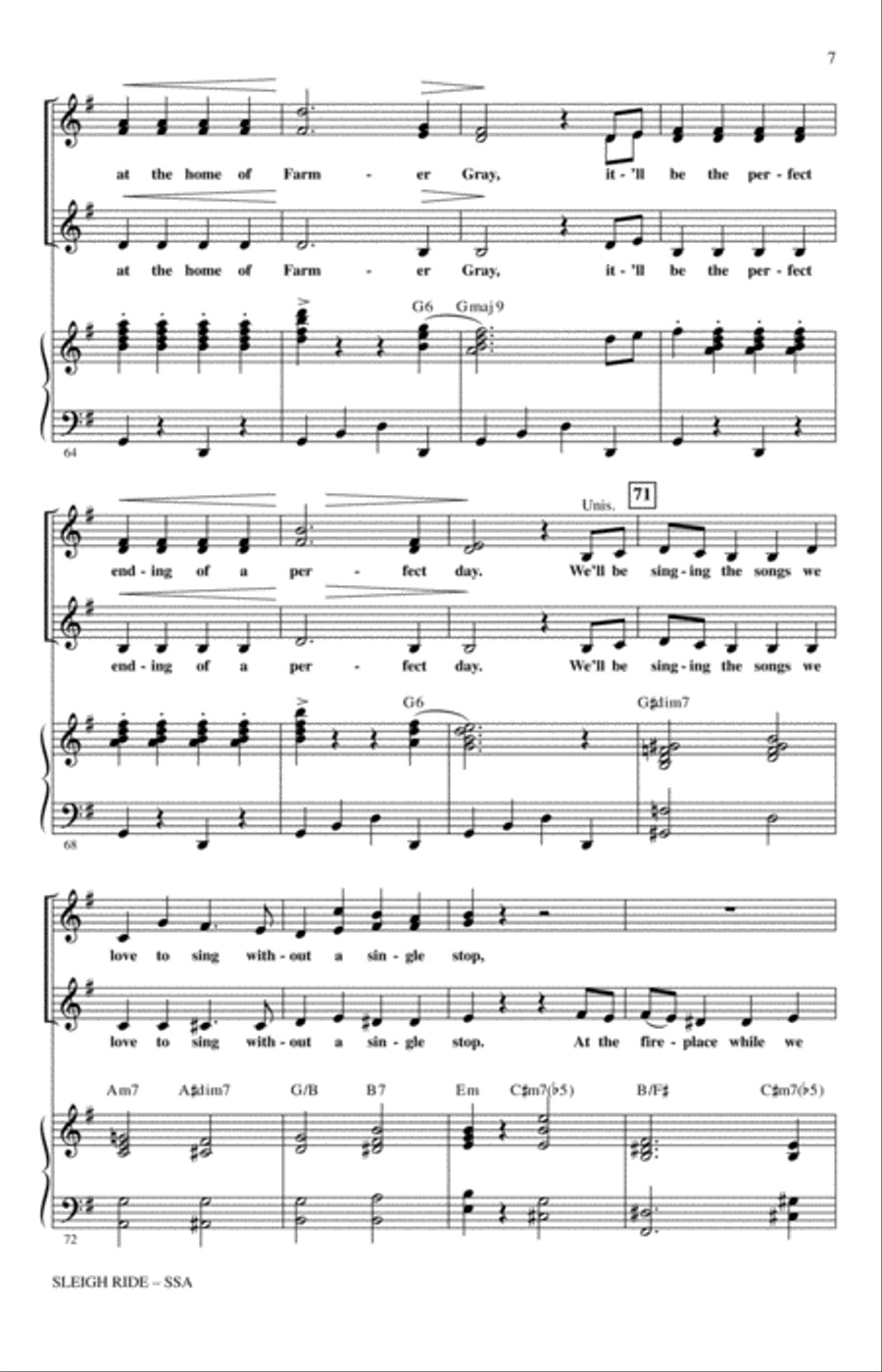 Sleigh Ride (arr. Mark Brymer) SSA scores gallery preview page 6