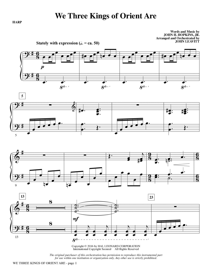 We Three Kings of Orient Are - Harp Choir scores gallery preview page 1