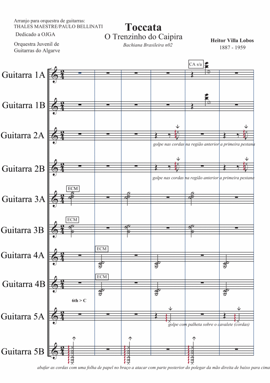 Toccata (The little Train of the caipira) Guitar Ensemble scores gallery preview page 1