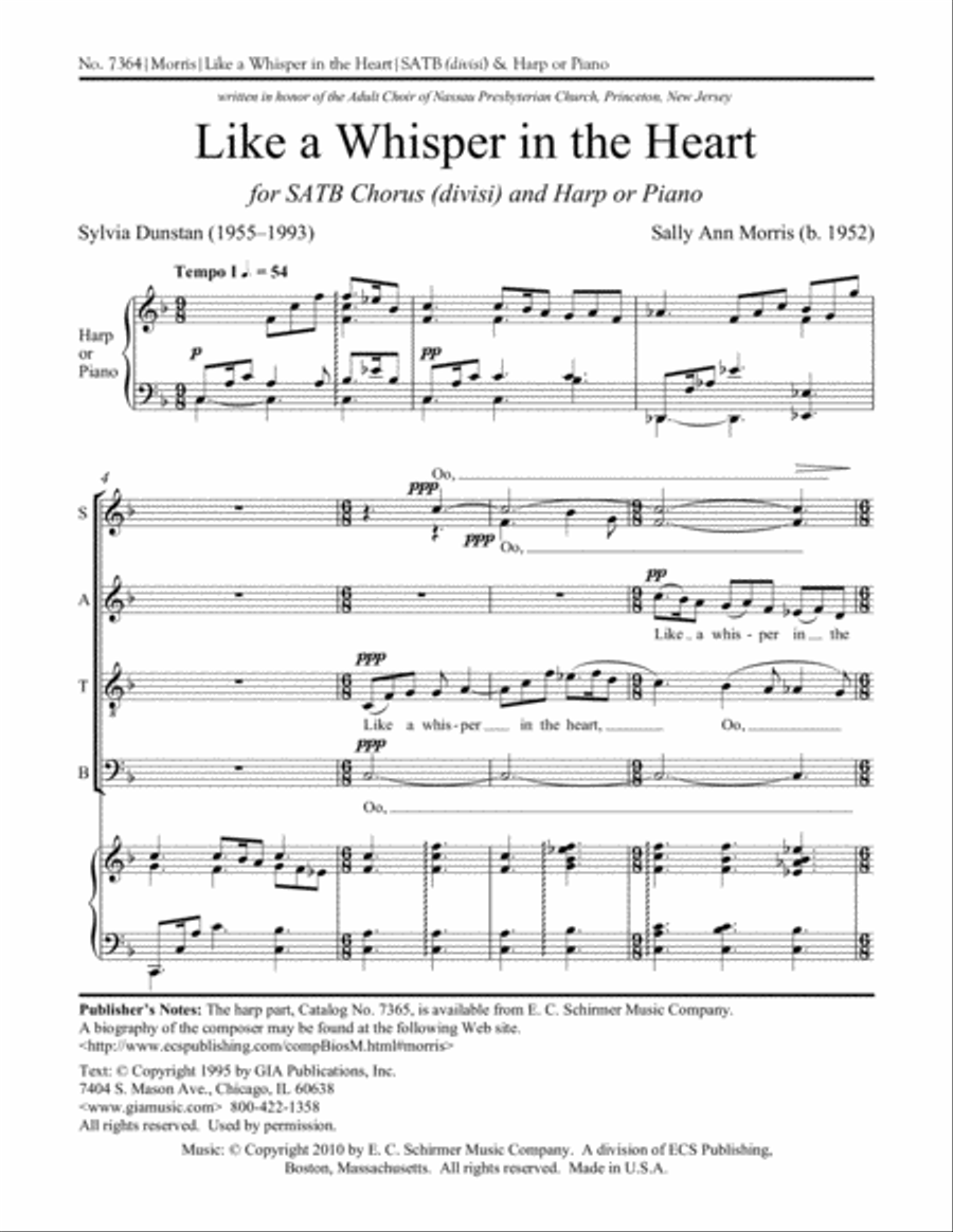 Like a Whisper in the Heart (Choral Score)