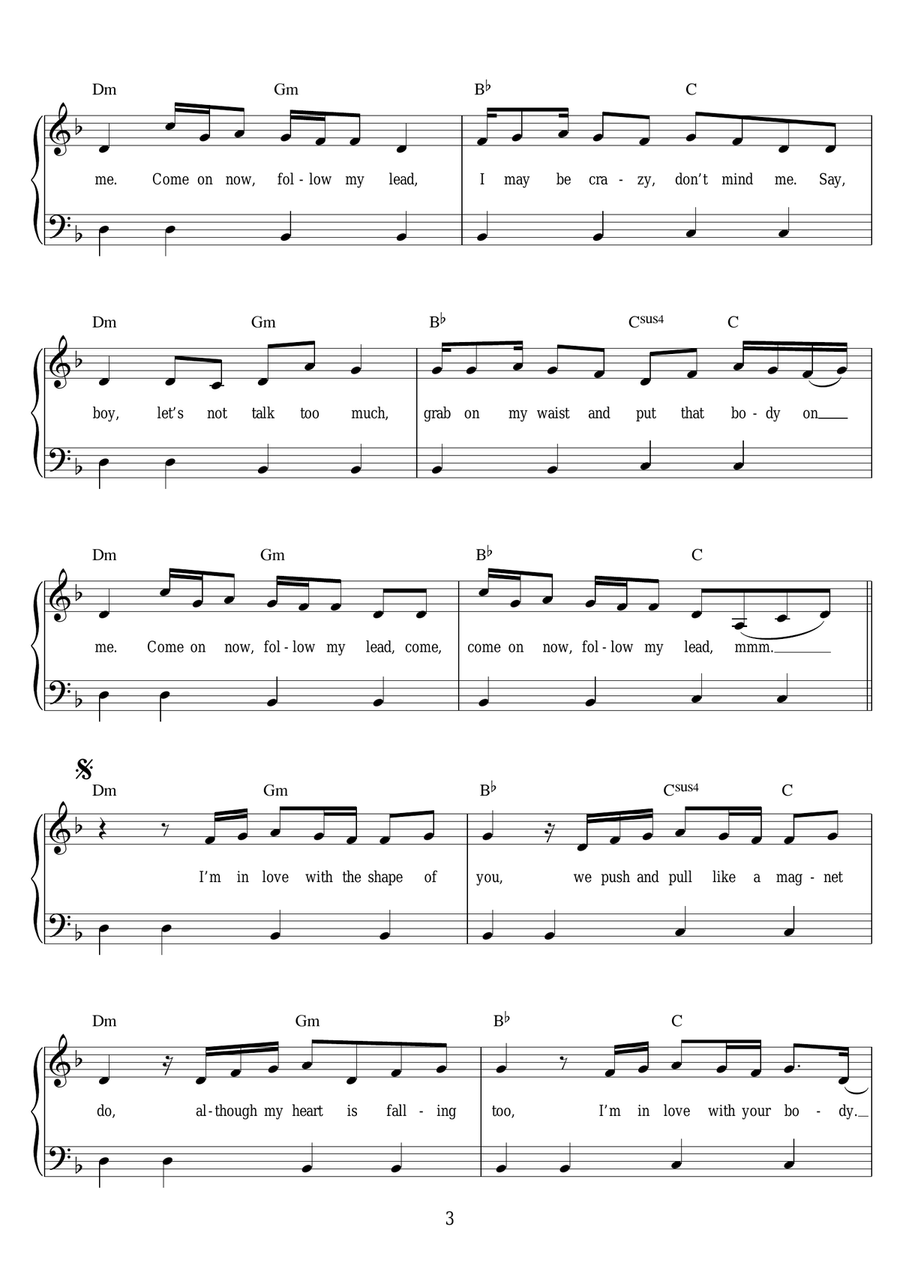 Shape Of You Easy Piano scores gallery preview page 3