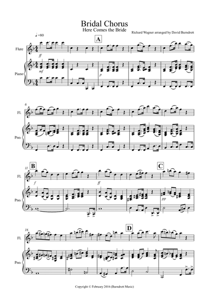Bridal Chorus "Here Comes The Bride" for Flute and Piano image number null