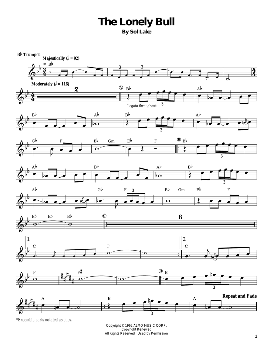 The Lonely Bull Trumpet scores gallery preview page 1