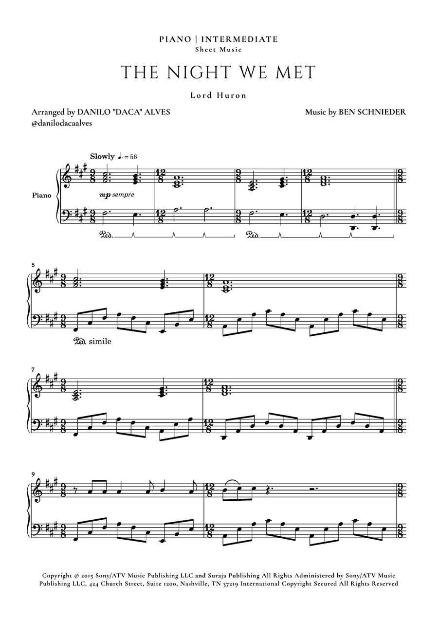 The Night We Met Piano Solo scores gallery preview page 1