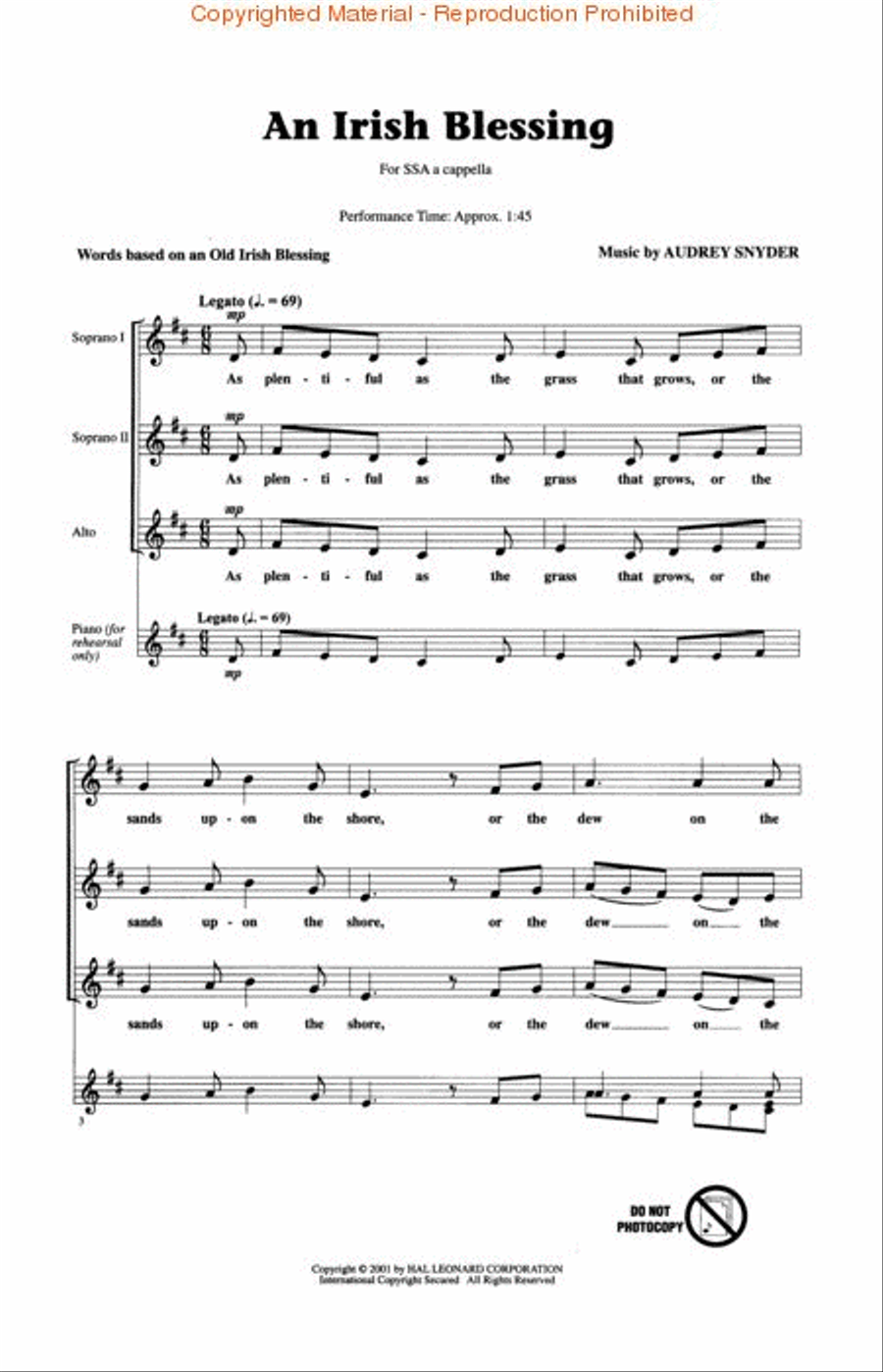 An Irish Blessing SSA scores gallery preview page 2