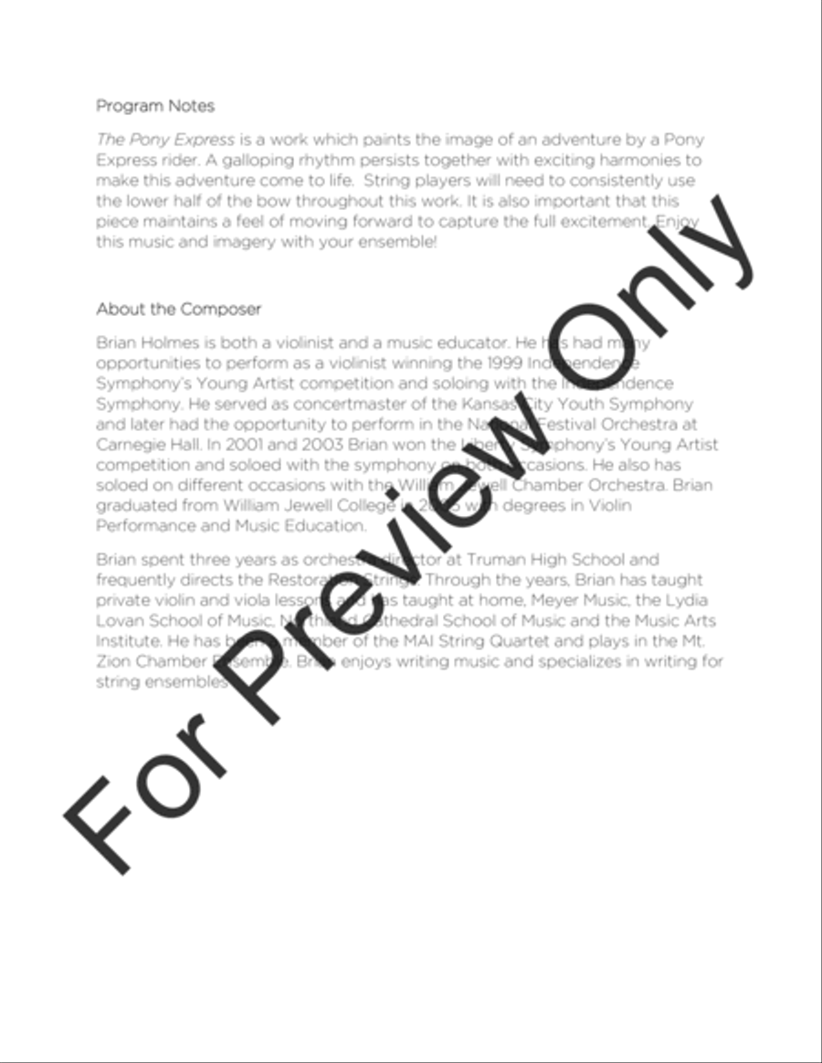 The Pony Express (Score) The Pony Express (Score) String Orchestra scores gallery preview page 3