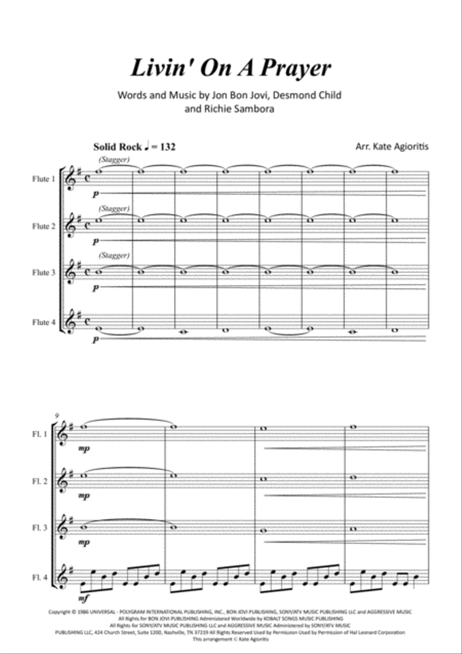 Livin' On A Prayer Livin' On A Prayer Flute Quartet scores gallery preview page 2