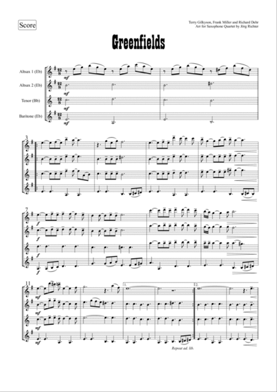 Greenfields Greenfields Saxophone Quartet scores gallery preview page 2