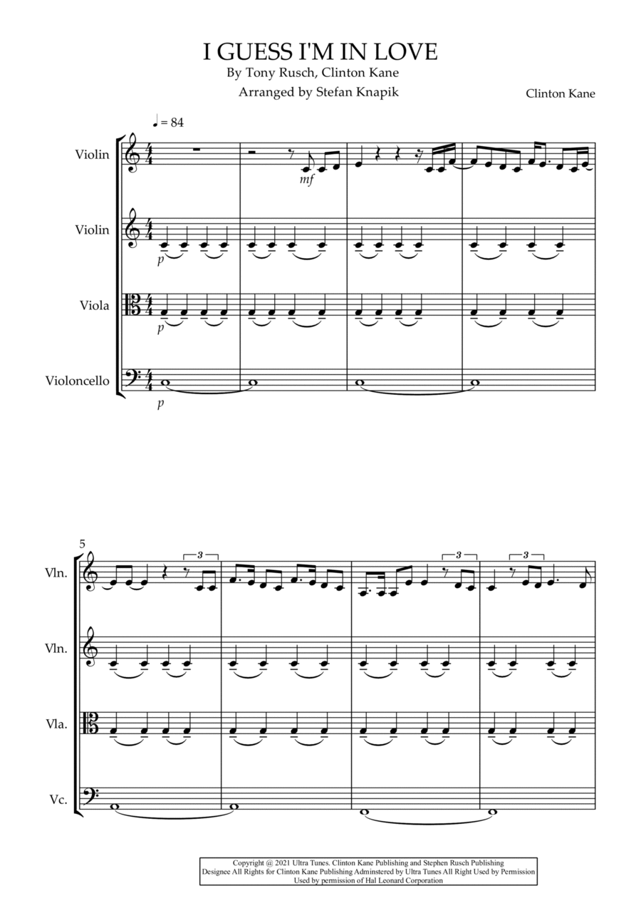 I Guess I'm In Love String Quartet scores gallery preview page 1