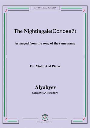 Book cover for Alyabyev-The Nightingale(Соловей), for Violin and Piano