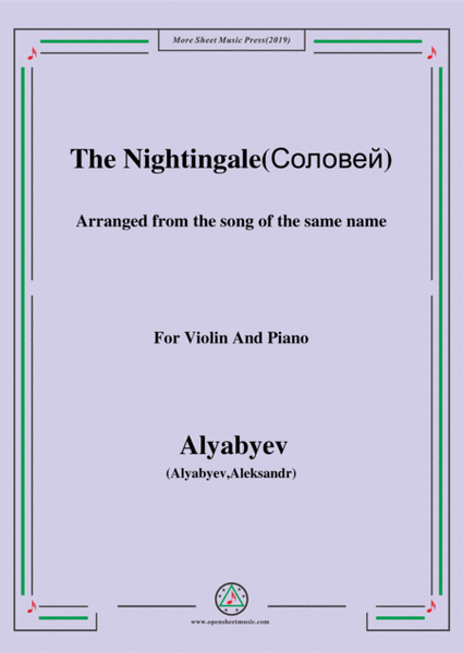 Alyabyev-The Nightingale(Соловей), for Violin and Piano image number null