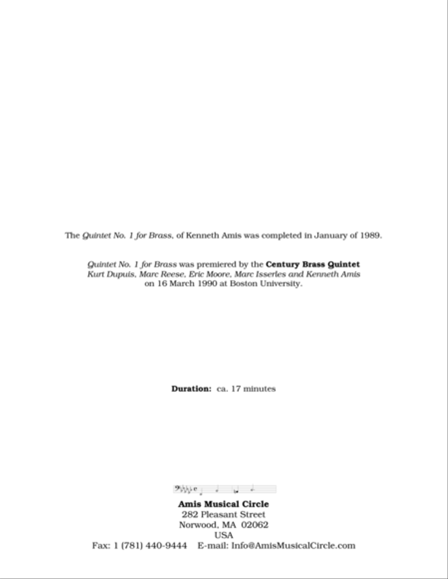Quintet No.1 for Brass Brass Quintet scores gallery preview page 2