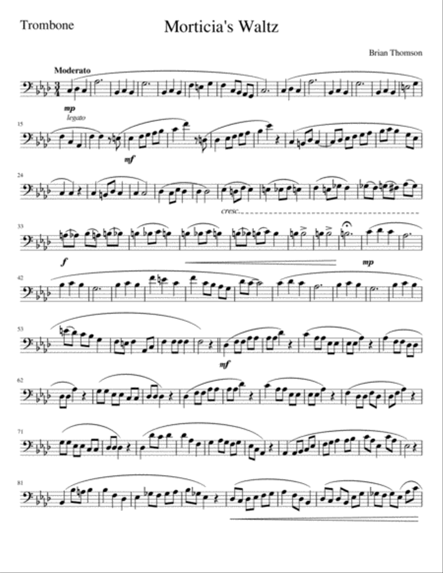 MORTICIA'S WALTZ Trombone Solo scores gallery preview page 1
