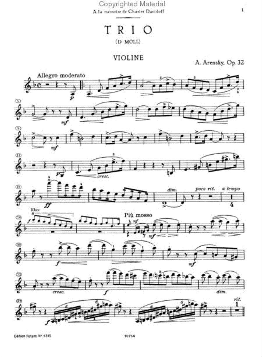 Trio, Op. 32 in D Minor Piano Trio scores gallery preview page 3