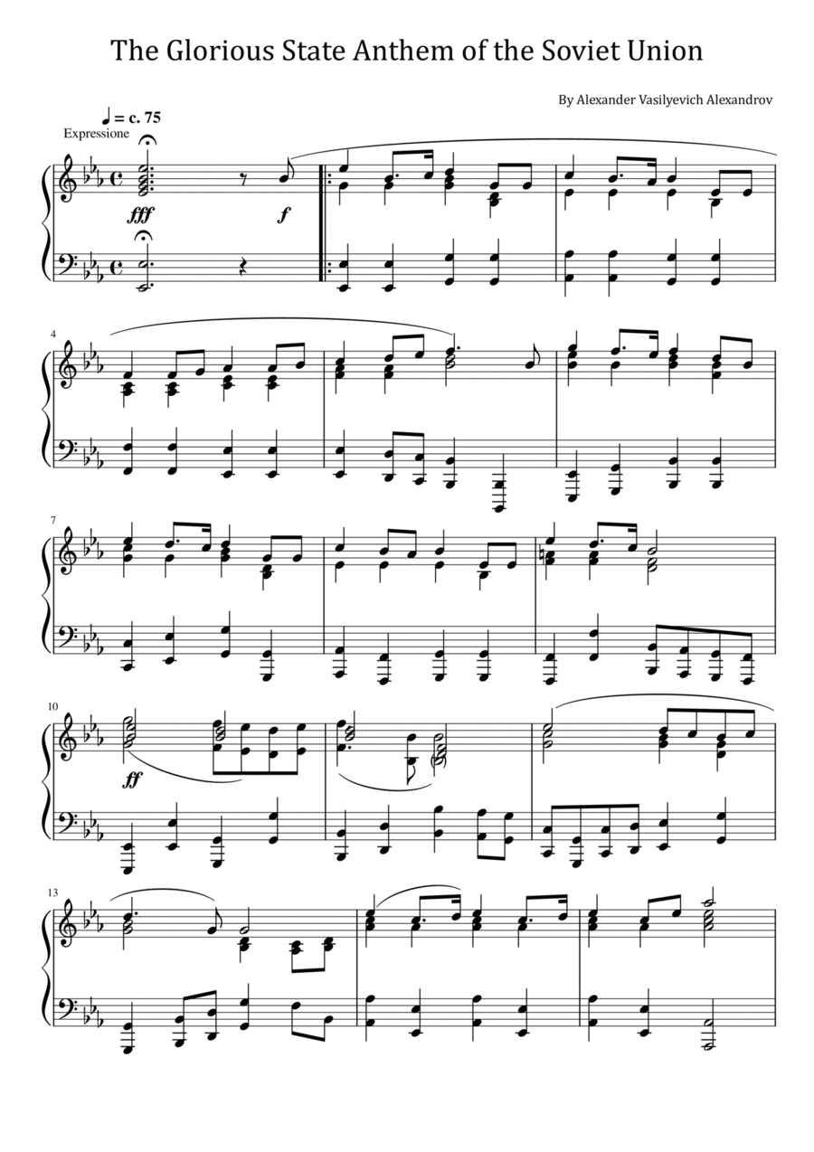 The Glorious State Anthem of the Soviet Union - For Piano Solo Piano Solo scores gallery preview page 1
