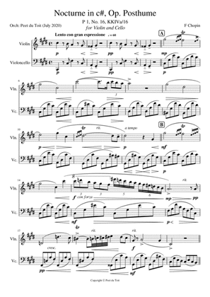 Nocturne in c#, Op. Posthume - F Chopin (Violin & Cello)
