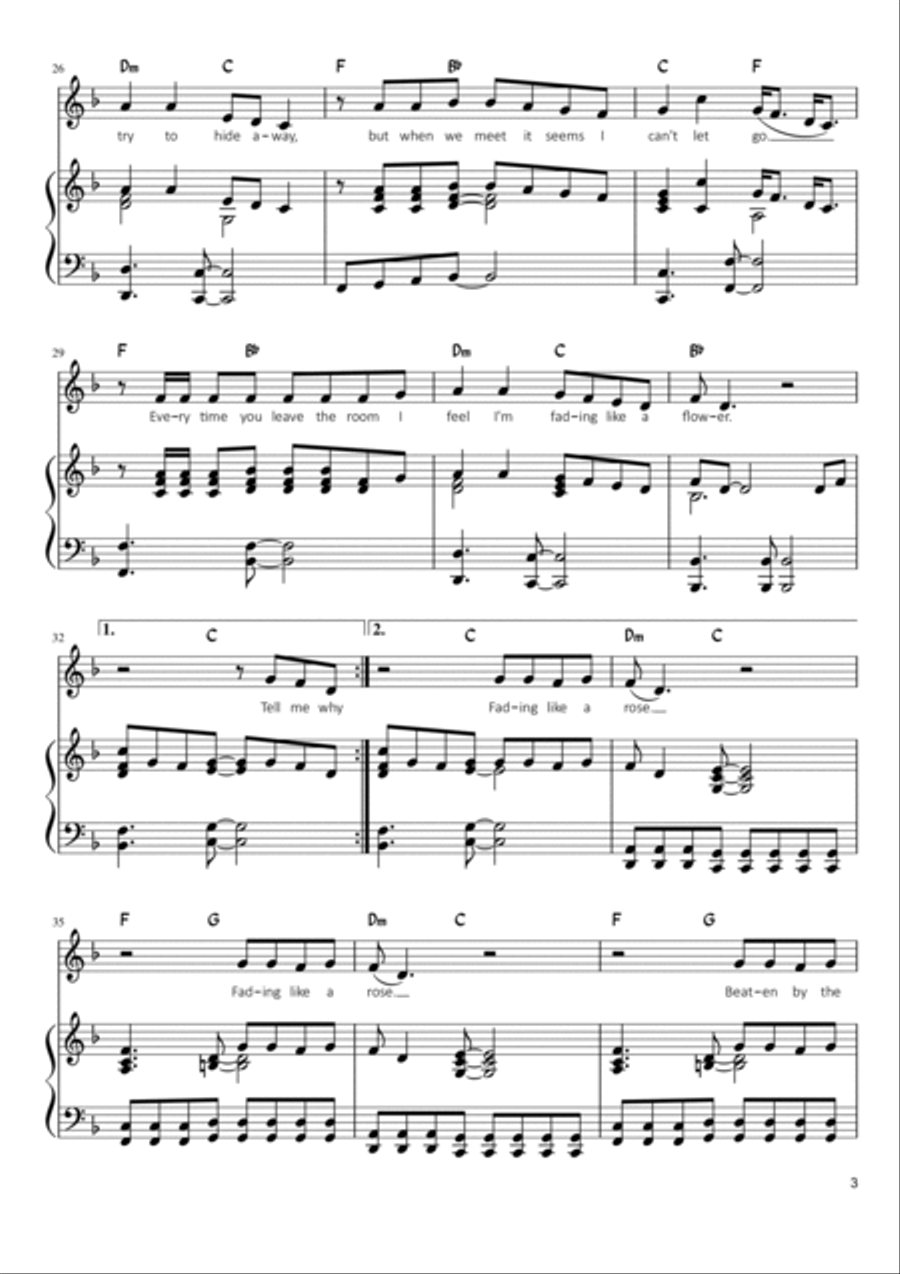 Fading Like A Flower (every Time You Leave) Voice scores gallery preview page 3