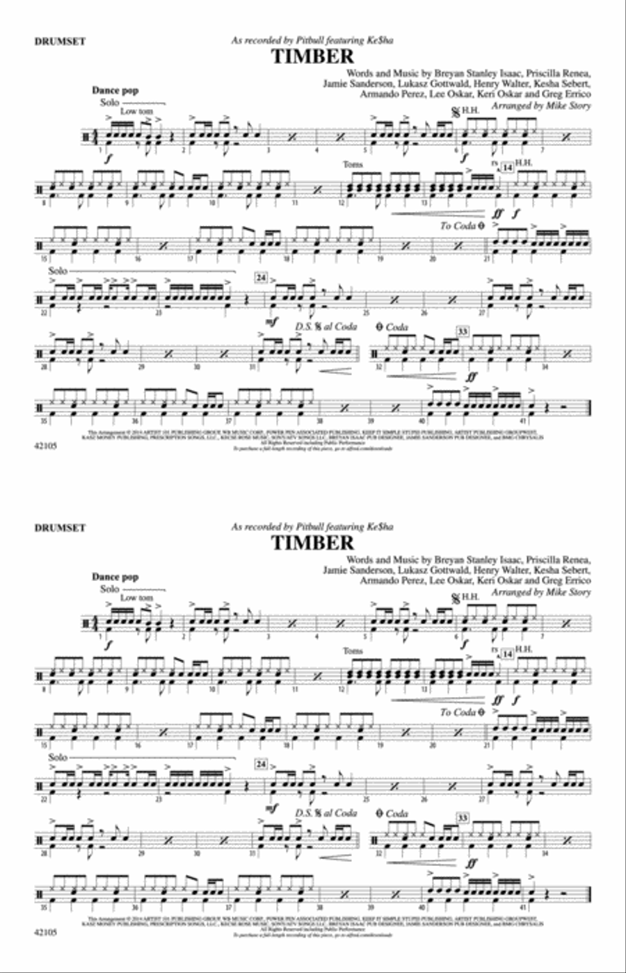 Timber: Drums Marching Band scores gallery preview page 1
