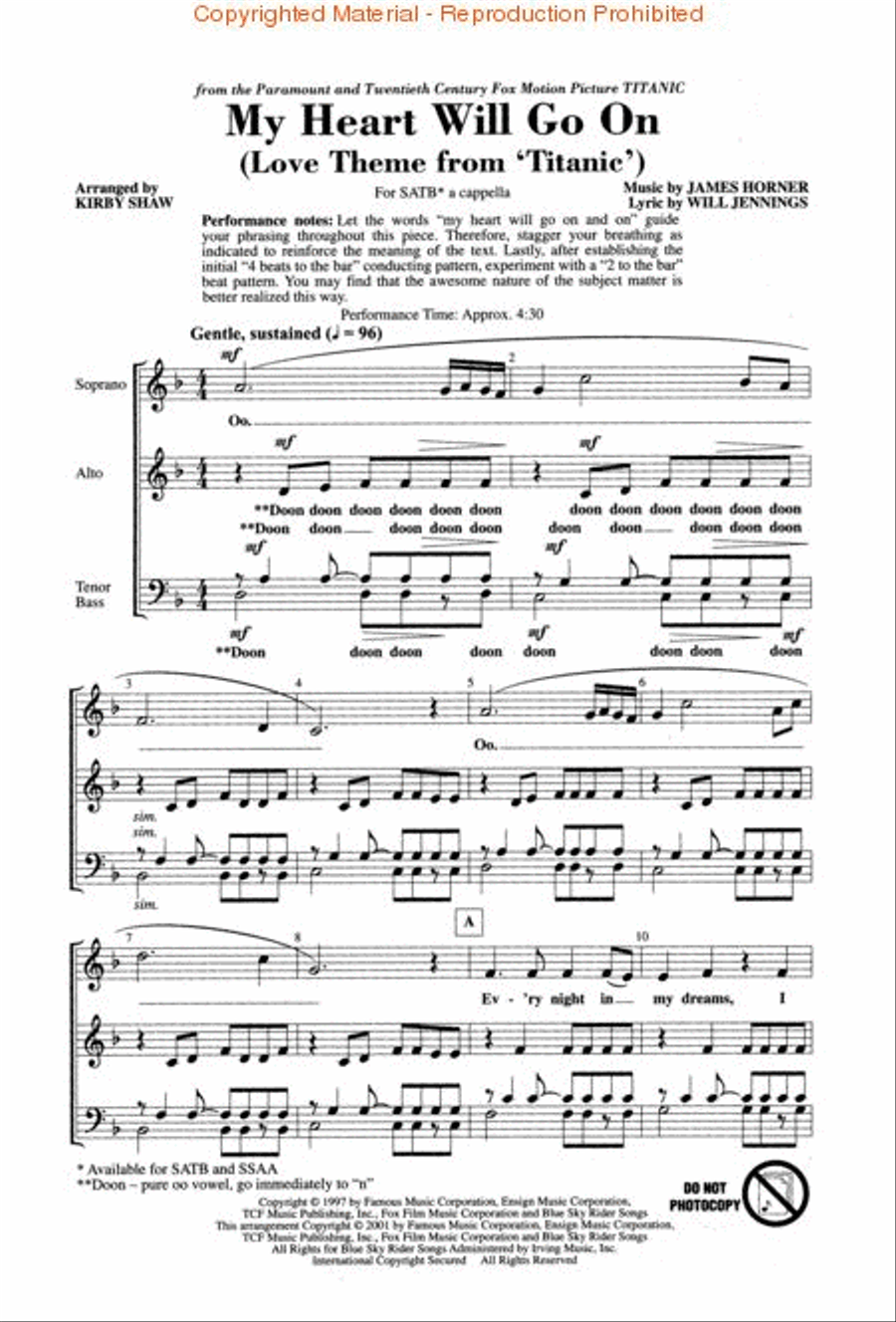 My Heart Will Go On My Heart Will Go On 4-Part scores gallery preview page 2