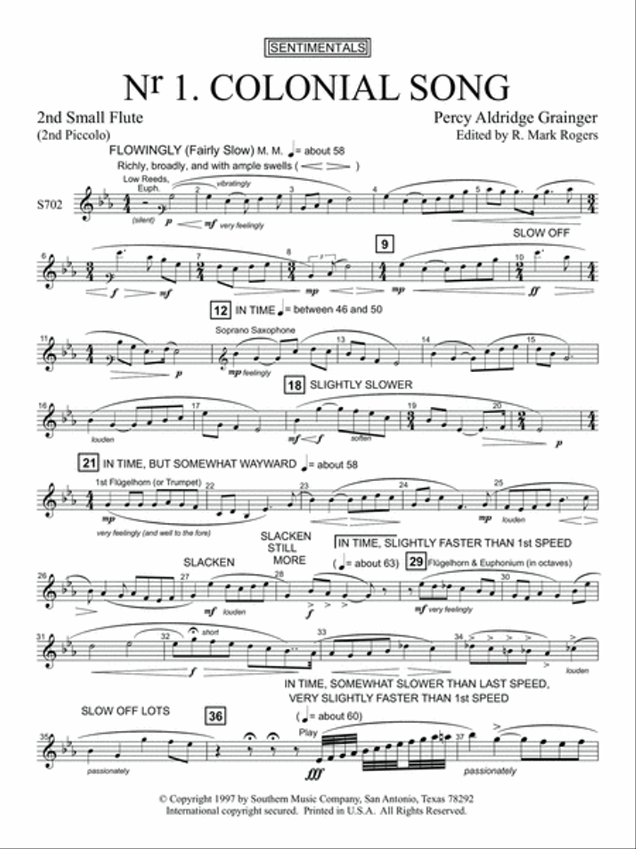 Colonial Song - Piccolo 2 Concert Band scores gallery preview page 2