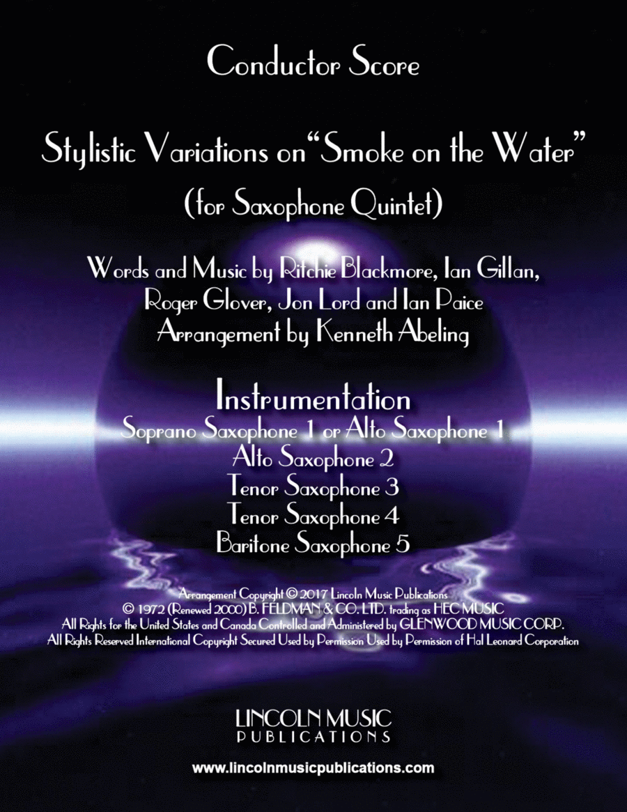 Smoke On The Water Saxophone Quintet scores gallery preview page 1