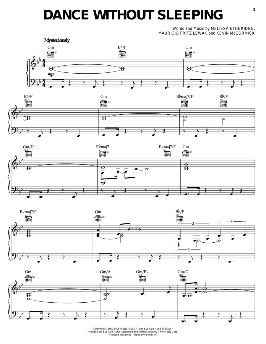 Dance Without Sleeping Dance Without Sleeping Piano, Vocal, Guitar scores gallery preview page 1