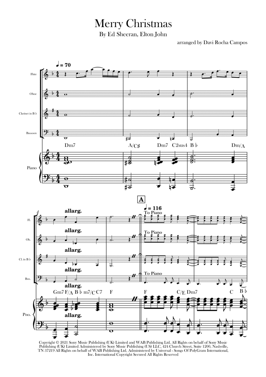 Merry Christmas Merry Christmas Woodwind Quartet scores gallery preview page 1