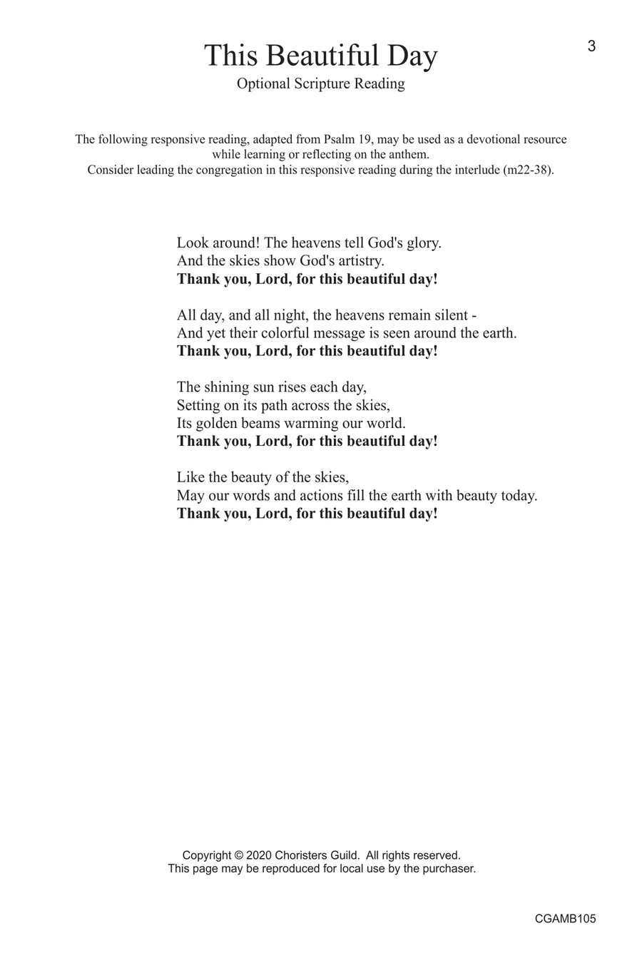 This Beautiful Day - Unison Unison Choir scores gallery preview page 3