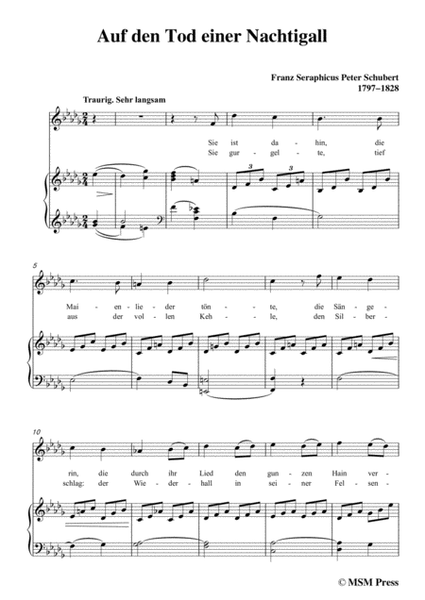 Schubert-Auf den Tod einer Nachtigall,in b flat minor,for Voice&Piano image number null