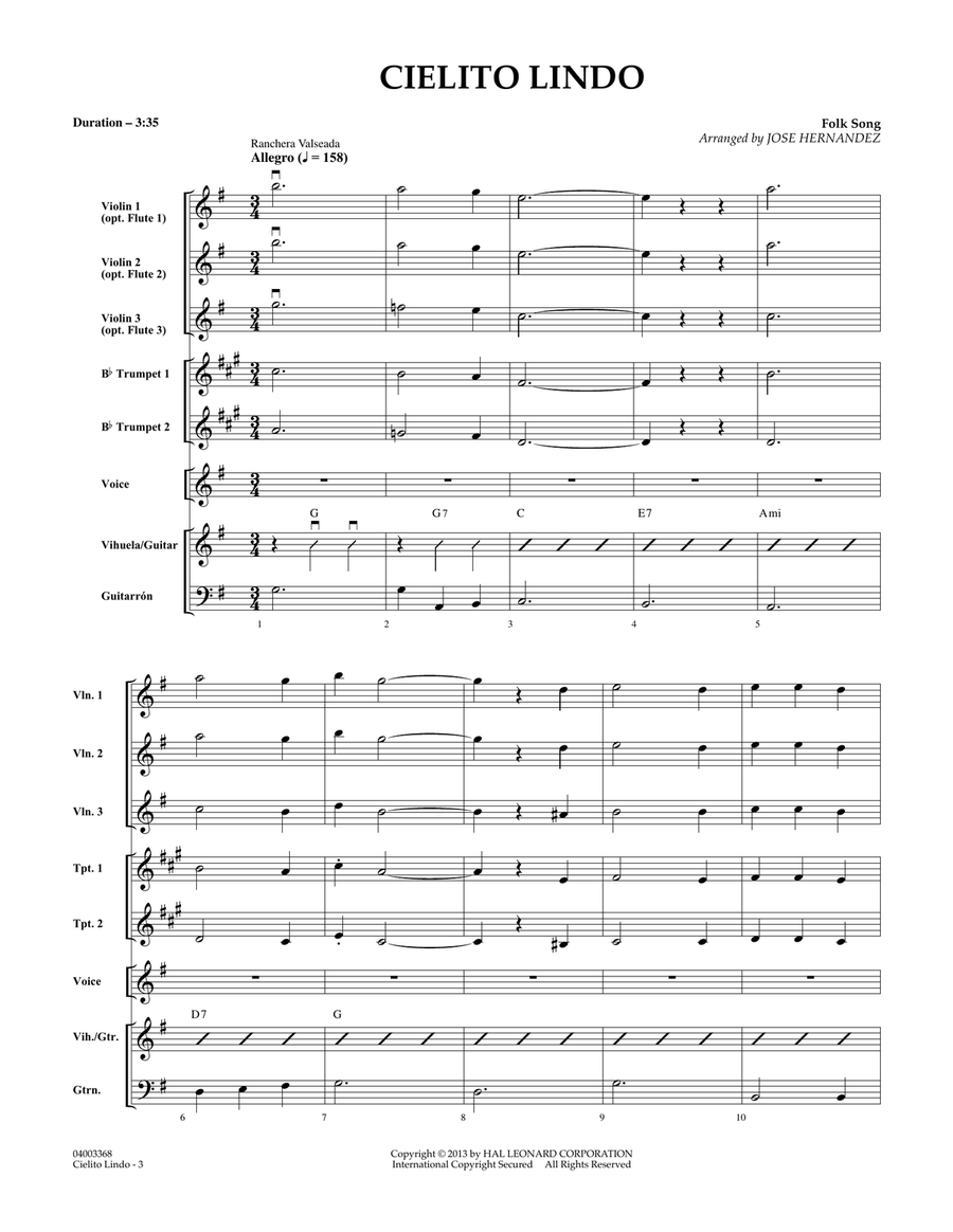 Cielito Lindo - Full Score Concert Band scores gallery preview page 2