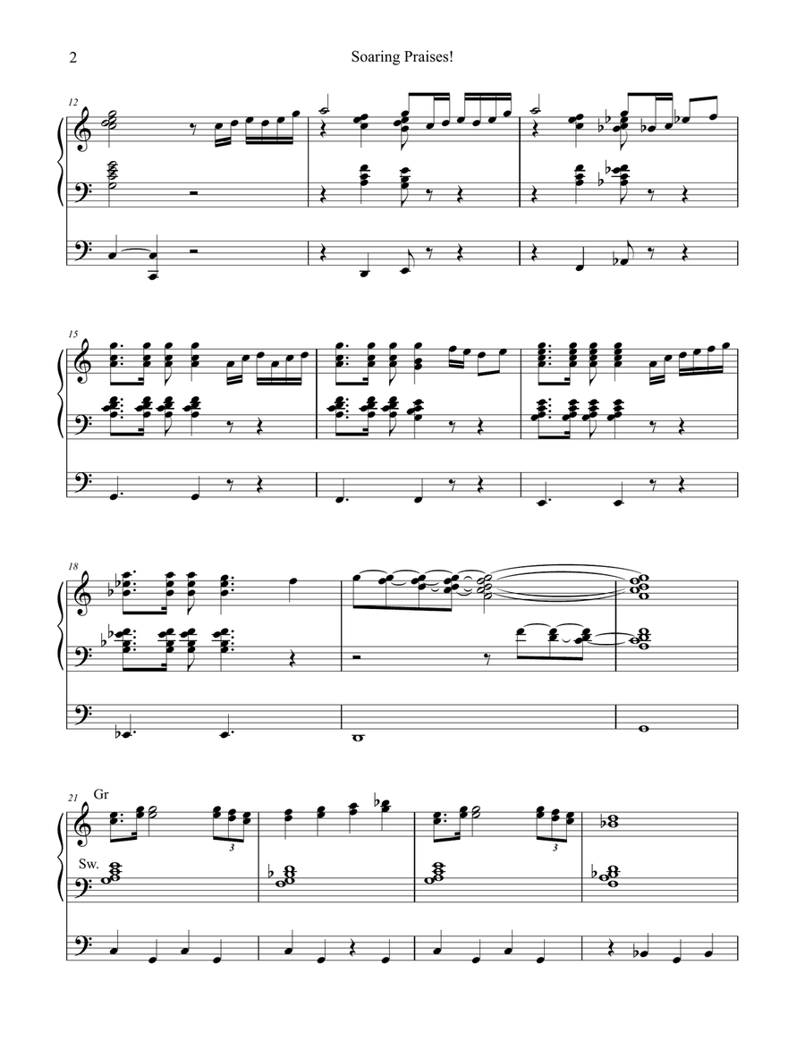 Soaring Praises! (homage to U.S. Air Force) organ work, by Phil Lehenbauer Organ Solo scores gallery preview page 3
