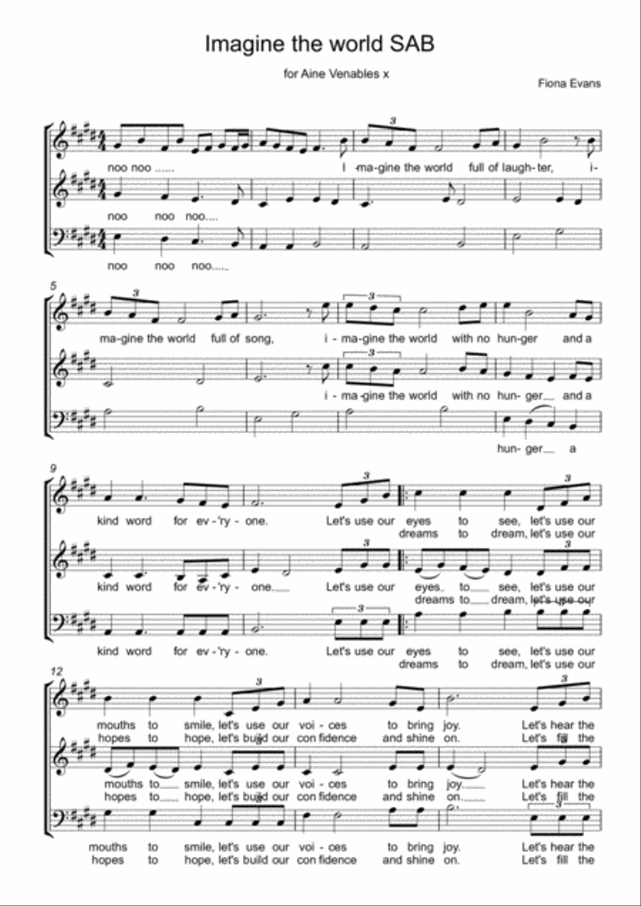 Imagine the world 3-Part scores gallery preview page 1